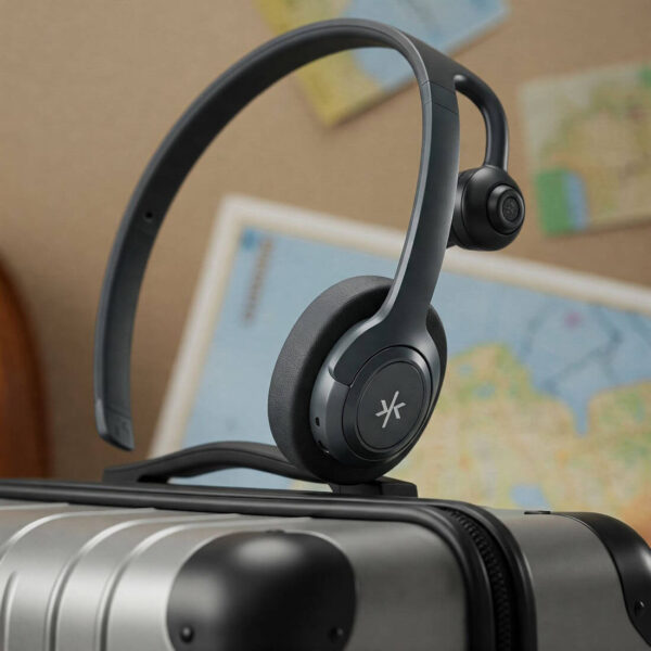 سماعة رأس Bluetooth بتصميم مريح ومثالية للسفر